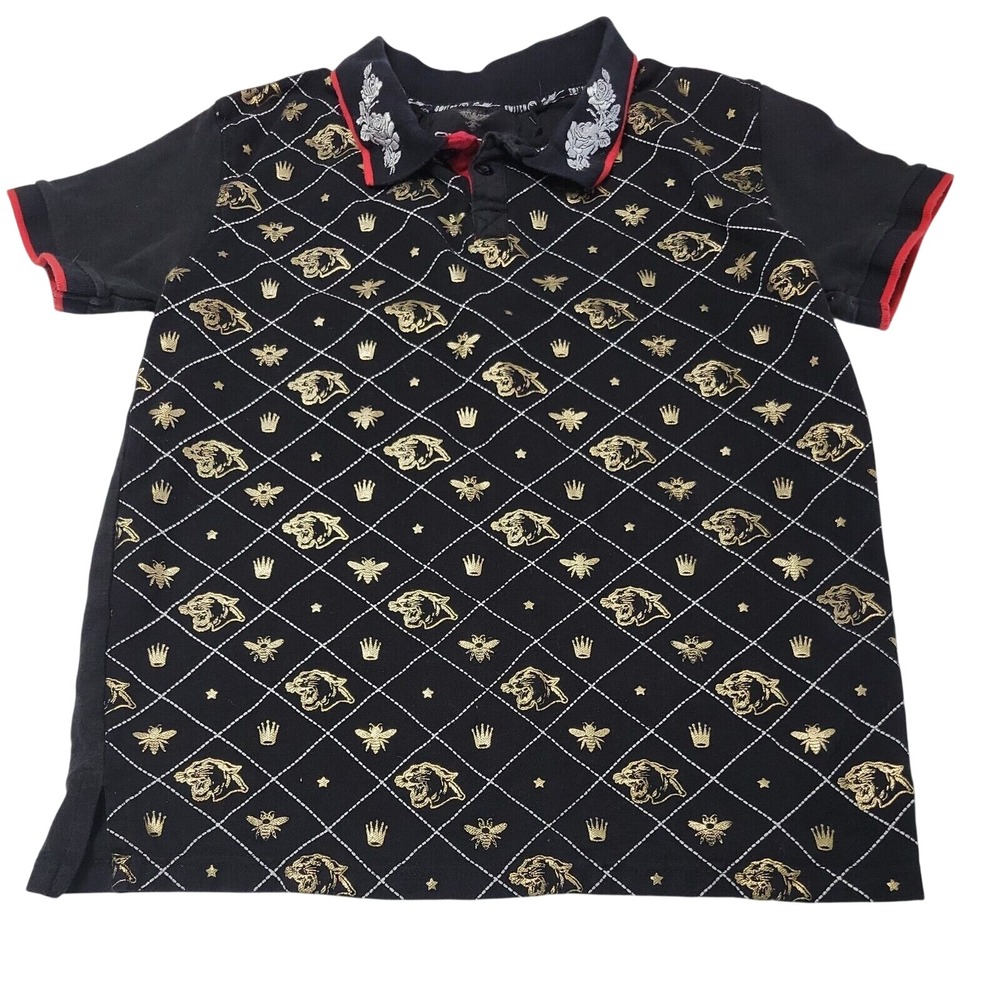 Switch Remarkable Shirt Boy XL Black Collar Gold Bee Embroidered Comfort Stretch